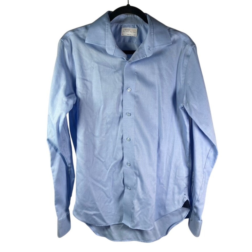 Lorenzo Uomo The‎ Perfect Blue Shirt Mens 15.5 34/35 Trim Fit Dress Shirt